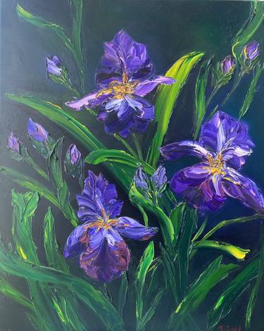 Irises. Purple flowers. thumb