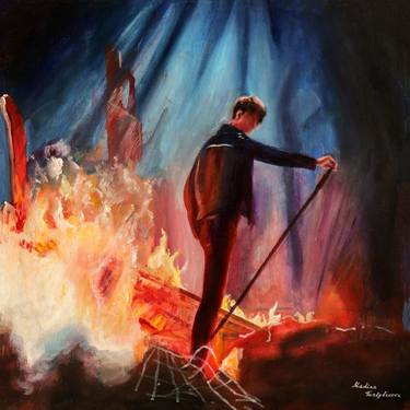 Dimash lit the stage male granje portrait flashy colors Painting thumb