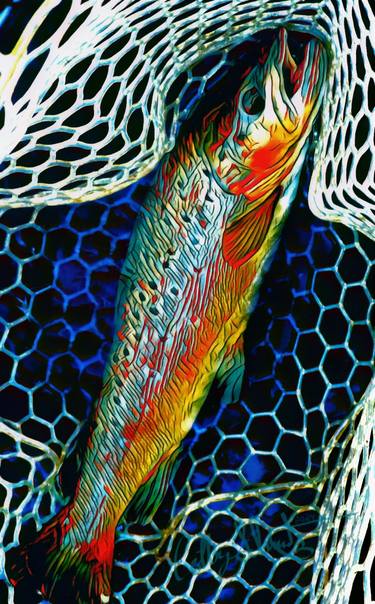 Print of Abstract Expressionism Fish Mixed Media by Colby Schmitz