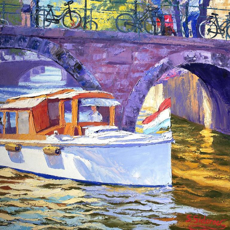 Original Boat Painting by Stanislav Sidorov