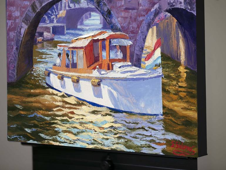 Original Expressionism Boat Painting by Stanislav Sidorov