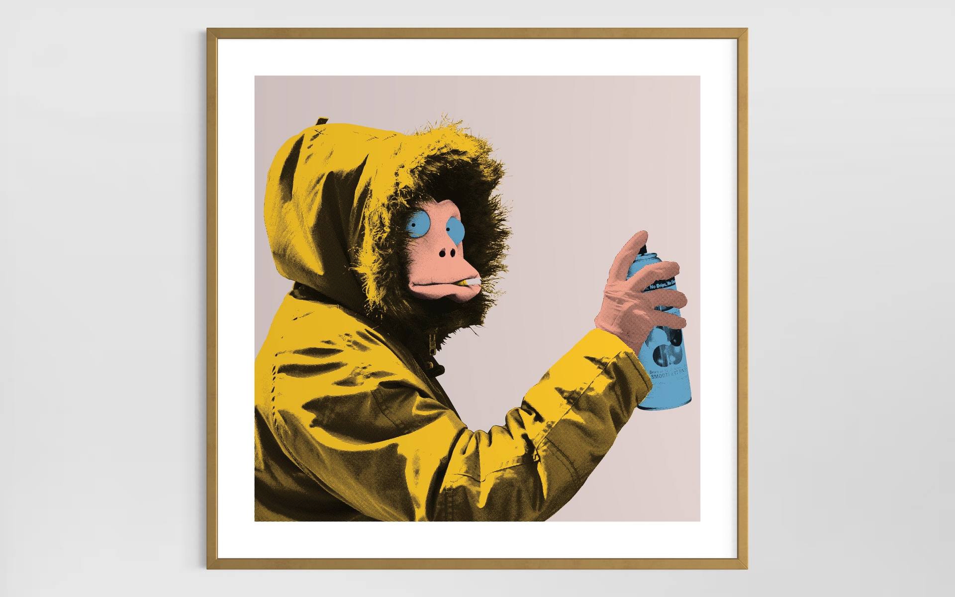 Banksy, Icon, Monkey Mask Session, Yellow/Violet, 2022