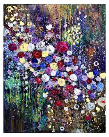 Original Abstract Floral Mixed Media by Manda Marble