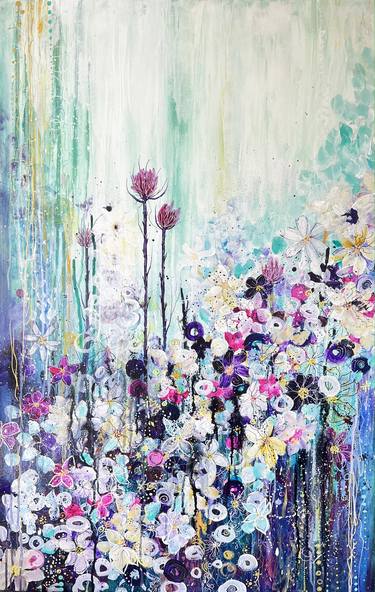 Original Abstract Expressionism Floral Mixed Media by Manda Marble