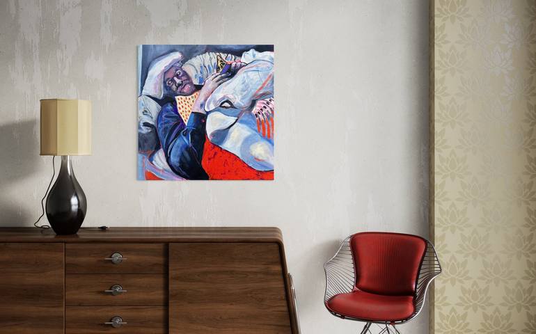 Original Abstract Men Painting by Julia Shanaytsa