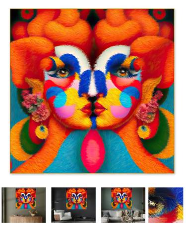 Twins clowns. Giclee painting. thumb