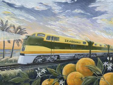 Original Train Painting by Paula McHugh