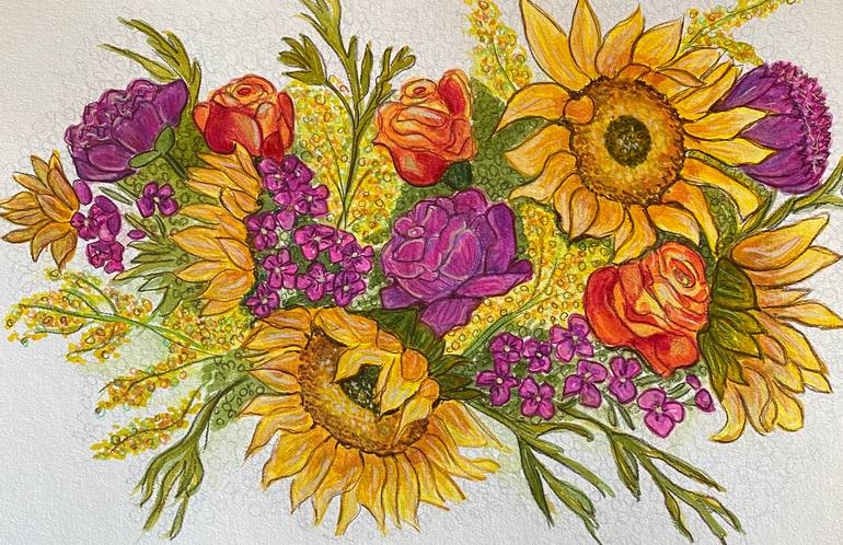 Original Impressionism Floral Painting by Nk Donati