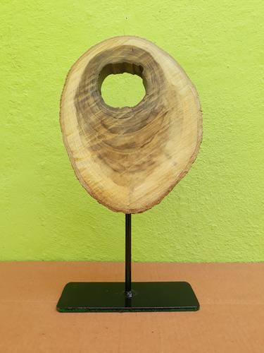 Wood slice on stand Medium size-Modern wood Art thumb