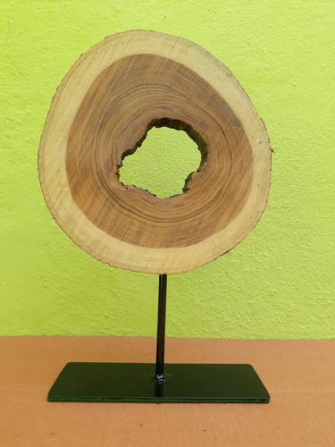 Teak wood slice on stand-Modern Wood Art thumb