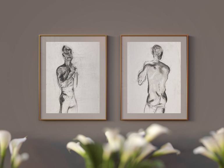 Original Contemporary Nude Drawing by Maxim Bondarenko