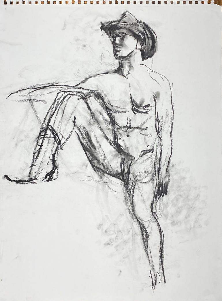 Original Fine Art Nude Drawing by Maxim Bondarenko
