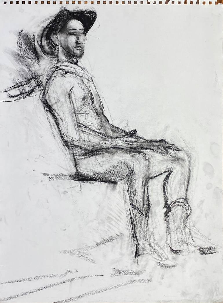 Original Contemporary Nude Drawing by Maxim Bondarenko