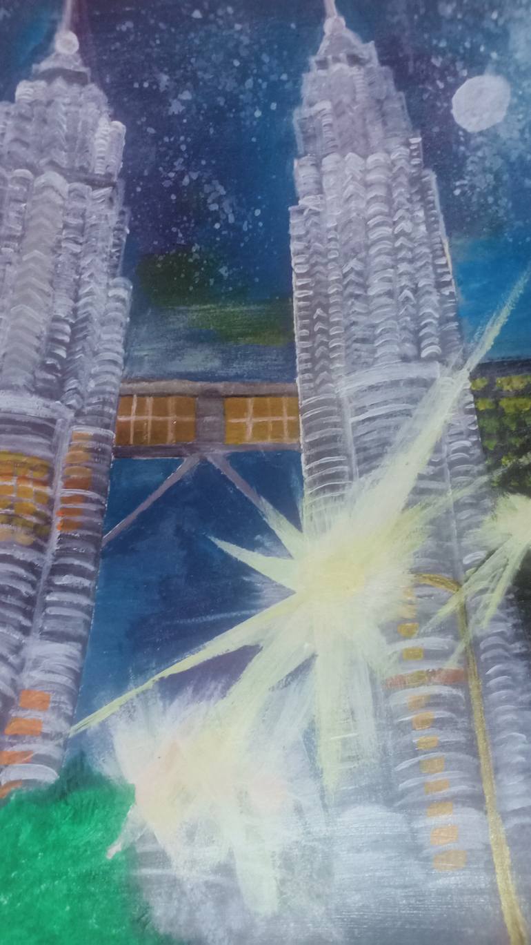 Original Art Deco Architecture Painting by Nk Artwork