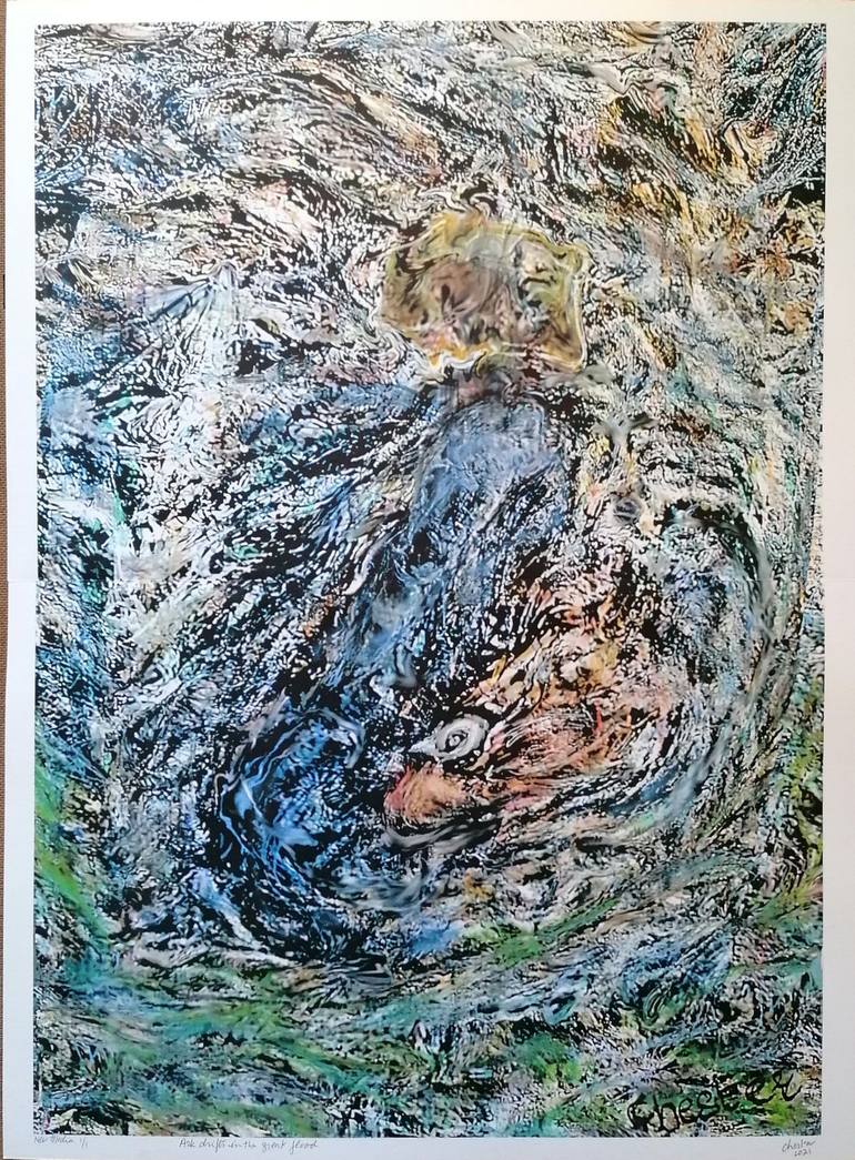 Original Conceptual Seascape Mixed Media by Richard Raveen Chester