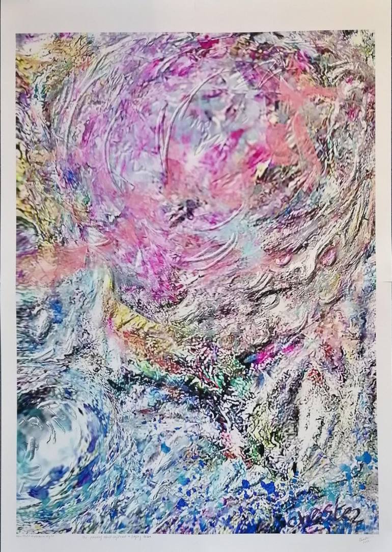 Original Abstract Expressionism Fantasy Mixed Media by Richard Raveen Chester