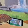 Armadillo on photo shoot with model Kraine