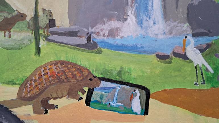 Original Surrealism Animal Painting by Jonathan Monk