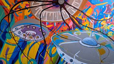Original Abstract Outer Space Paintings by Jonathan Monk