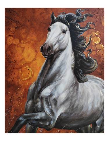 Original Figurative Horse Paintings by Deven Bhosale