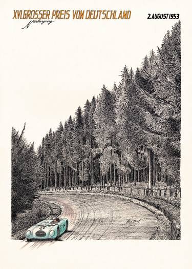 Print of Automobile Drawings by Alex Book