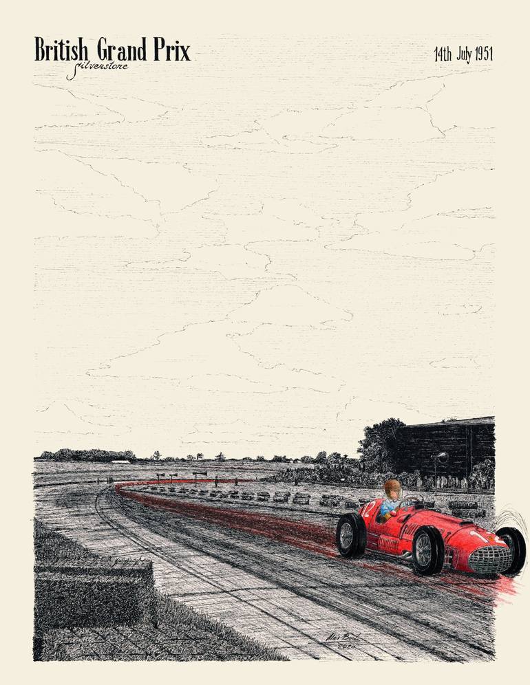 Print of Black & White Car Paintings by Alex Book