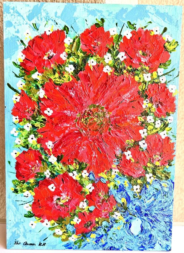 Original Floral Mixed Media by The Queen RH