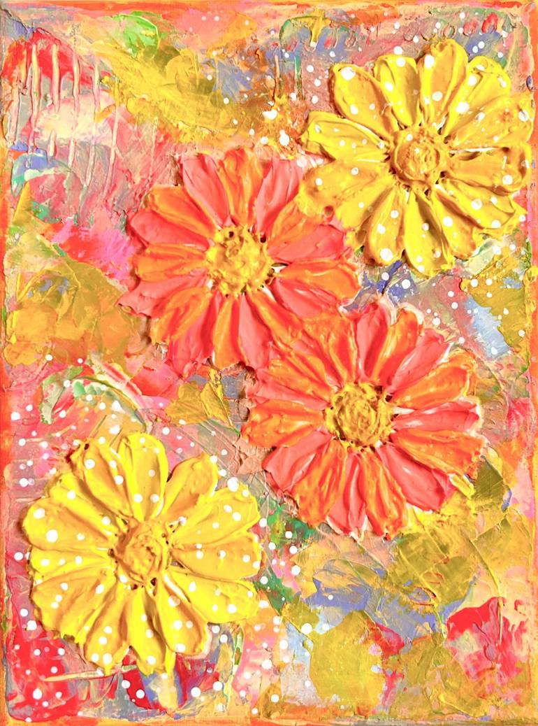 Original Abstract Floral Mixed Media by The Queen RH