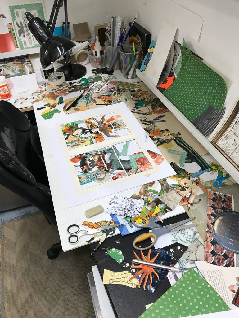 Original Contemporary Men Collage by David Lavine