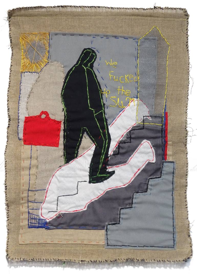 Original Abstract Expressionism People Collage by Vasso Thoupou