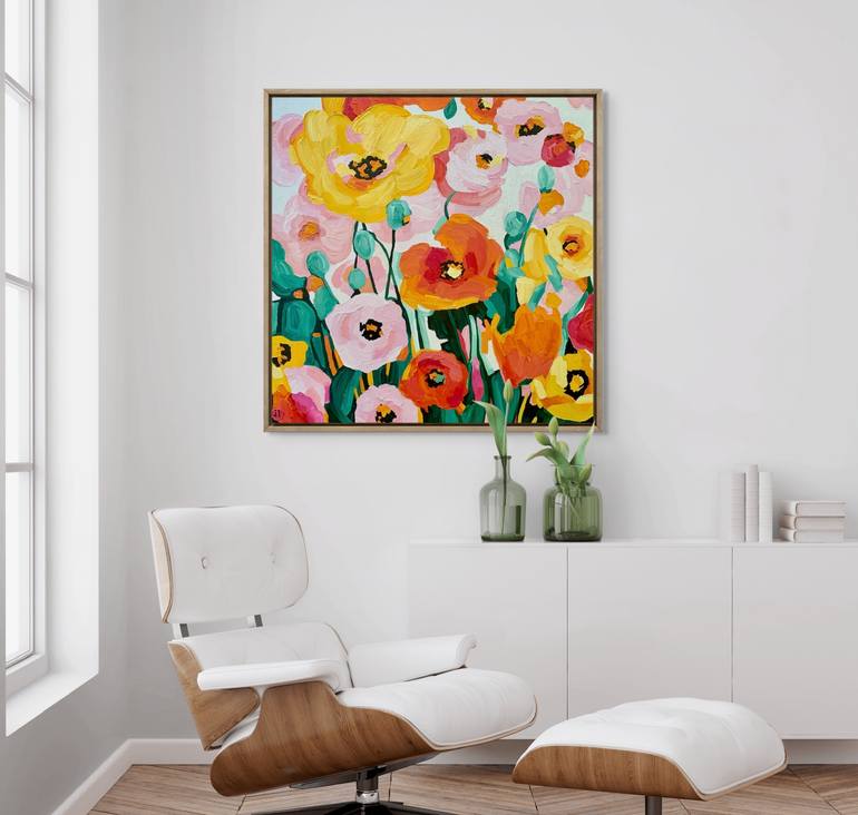 Original Abstract Floral Painting by Julie Lynch