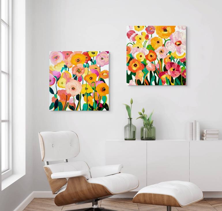 Original Abstract Floral Painting by Julie Lynch