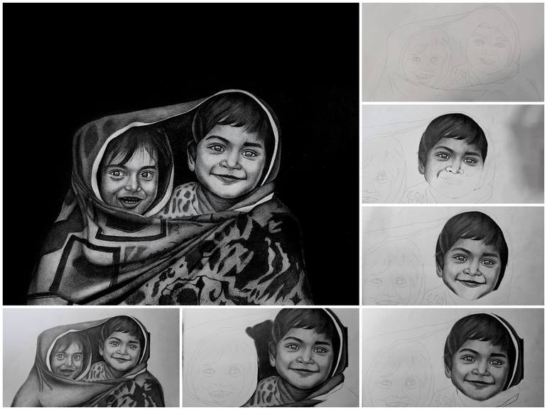 Original Black & White People Drawing by Usama Azam