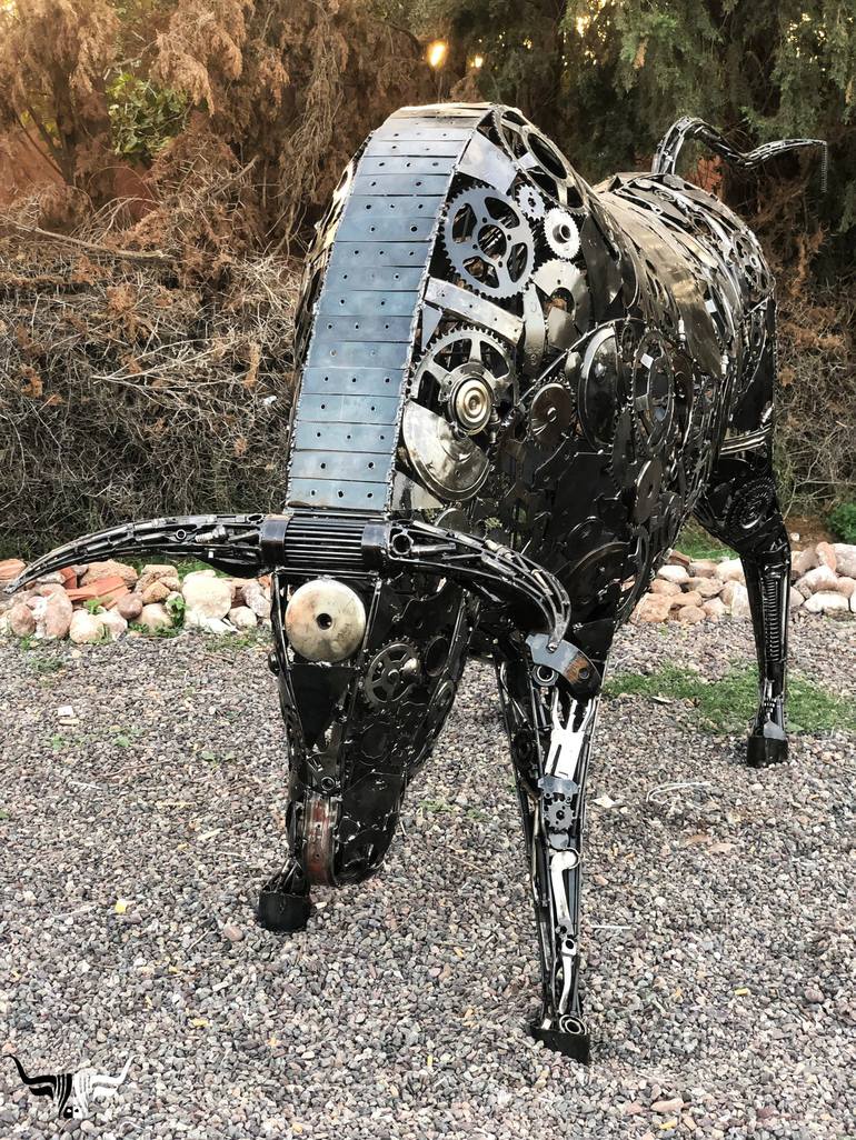 Original Art Deco Animal Sculpture by bull art