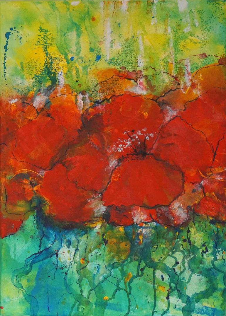 Original Abstract Floral Paintings by Anna Kneipp