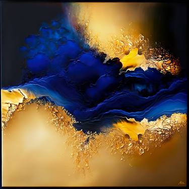 WAVE OF FEELINGS IN INDIGO AND GOLD thumb