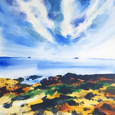 Print of Impressionism Beach Paintings by denis Lee