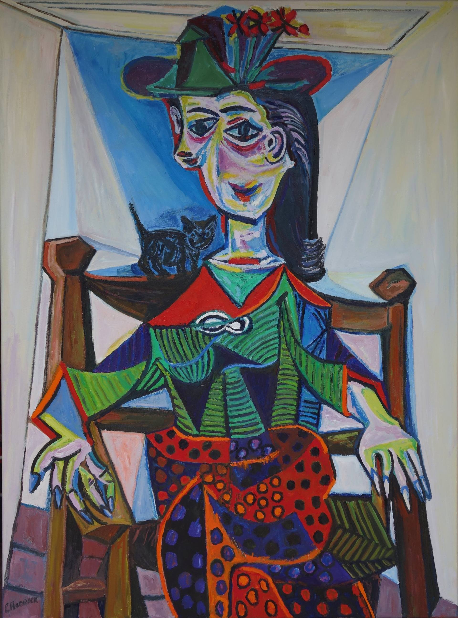 MADSAKI Dora Maar au Chat 2_P ポスター 1枚 Dora Maar au Chat - Reproduction of Picasso work Painting by
