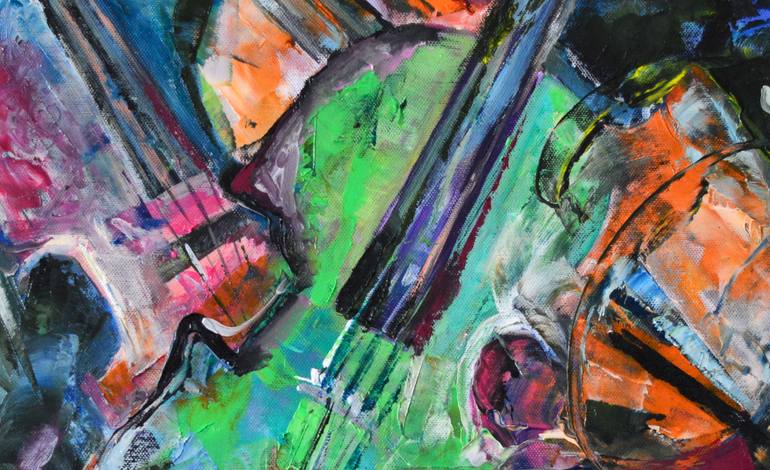 Original Abstract Expressionism Music Painting by Mihaela Ionescu