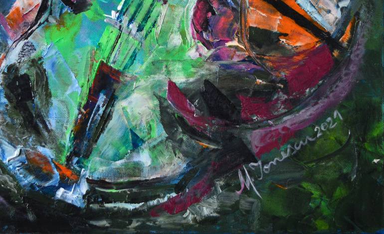 Original Abstract Expressionism Music Painting by Mihaela Ionescu