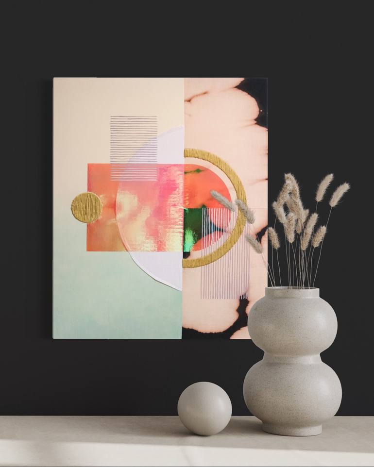 Original Abstract Geometric Mixed Media by Jillian Tackaberry