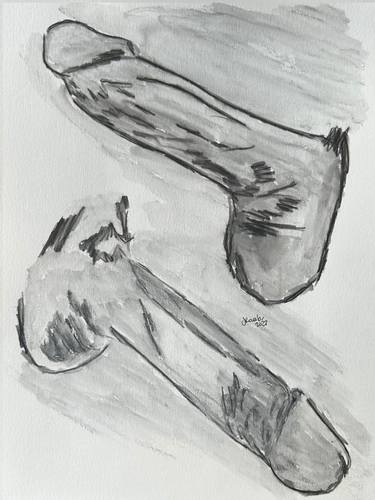 Original Illustration Nude Mixed Media by Juan Rosales