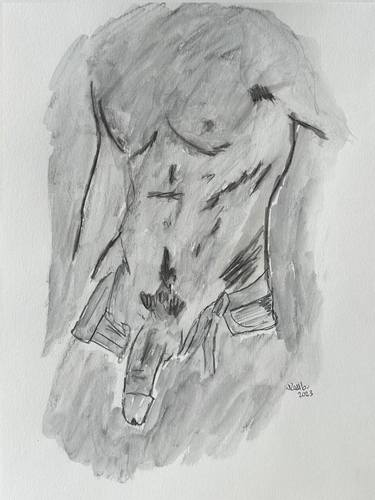 Original Nude Mixed Media by Juan Rosales