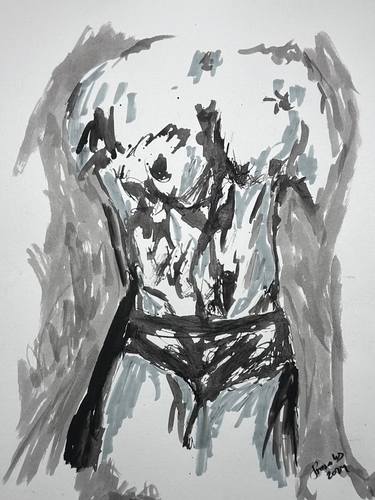 Original Abstract Expressionism Erotic Drawings by Juan Rosales