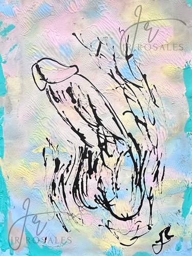 Original Abstract Expressionism Erotic Painting by Juan Rosales