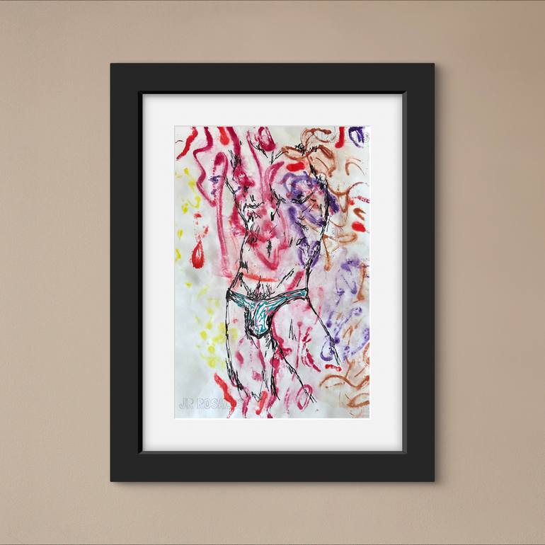 Original Abstract Erotic Painting by Juan Rosales