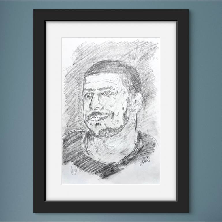 Original Black & White Pop Culture/Celebrity Drawing by Juan Rosales