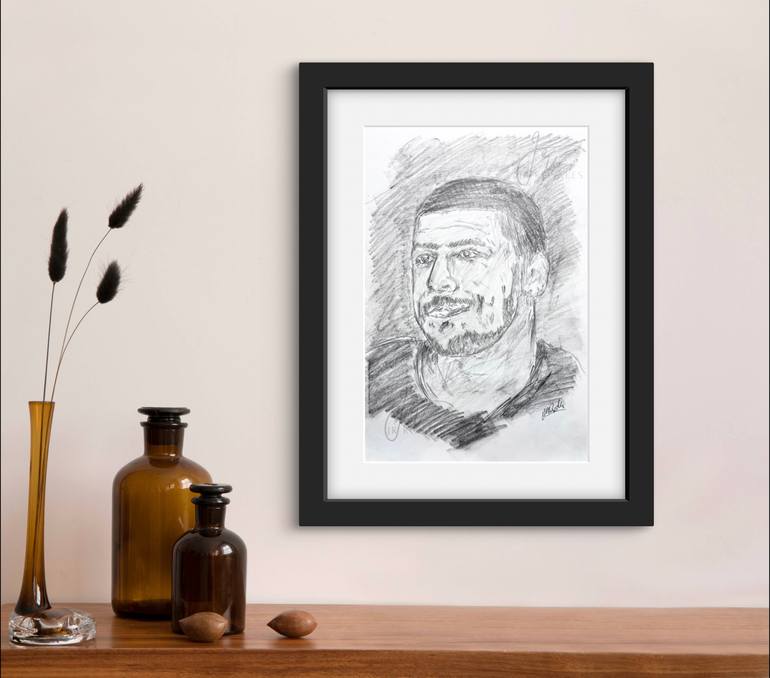 Original Black & White Pop Culture/Celebrity Drawing by Juan Rosales