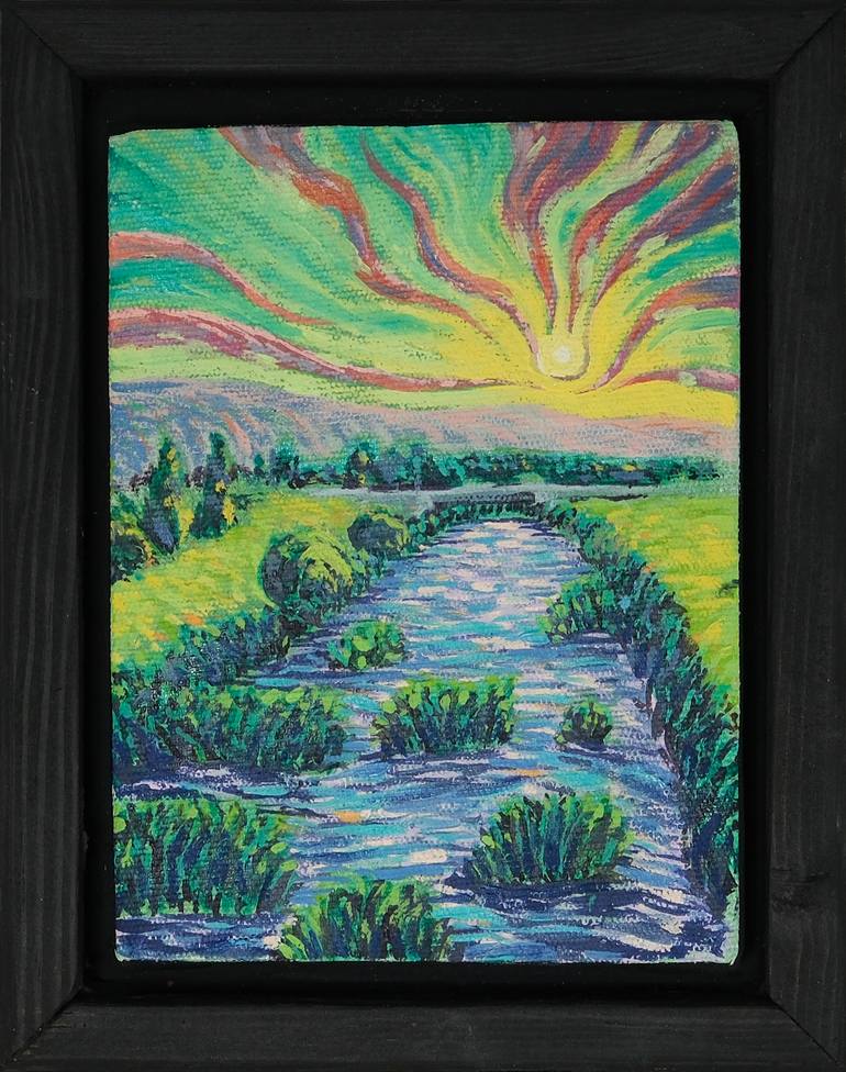 Original Landscape Painting by Yusuf Epcin | Impressionism Art on Canvas | The Essence of "Saricay at Sunset"