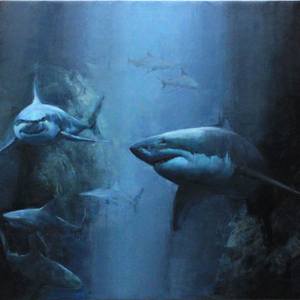 Shark Painting oil Undersea World Fish Large size